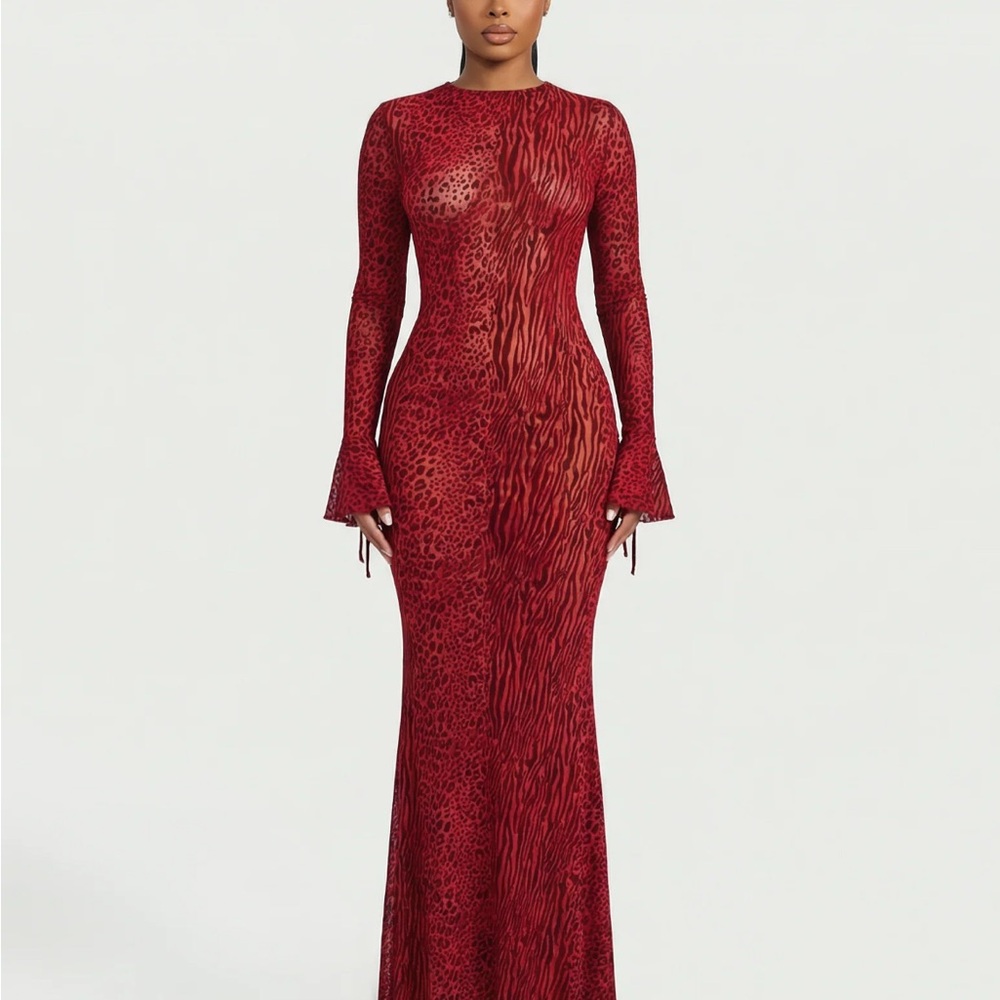 Celestia Ashley Mesh Open Back Maxi Dress
